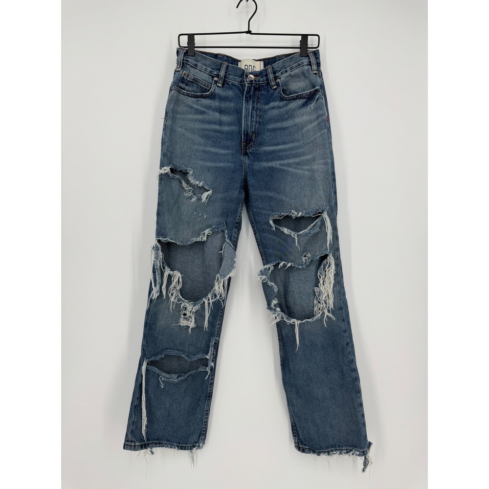 BDG UO Skate Fit Jeans Womens Size 29 Distressed Blue High Rise Straight